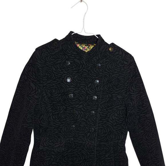 Vintage Betsey Johnson‎ Y2K Wool Blend Double Breasted Textured Rose Jacket Sz 2 - Picture 1 of 10
